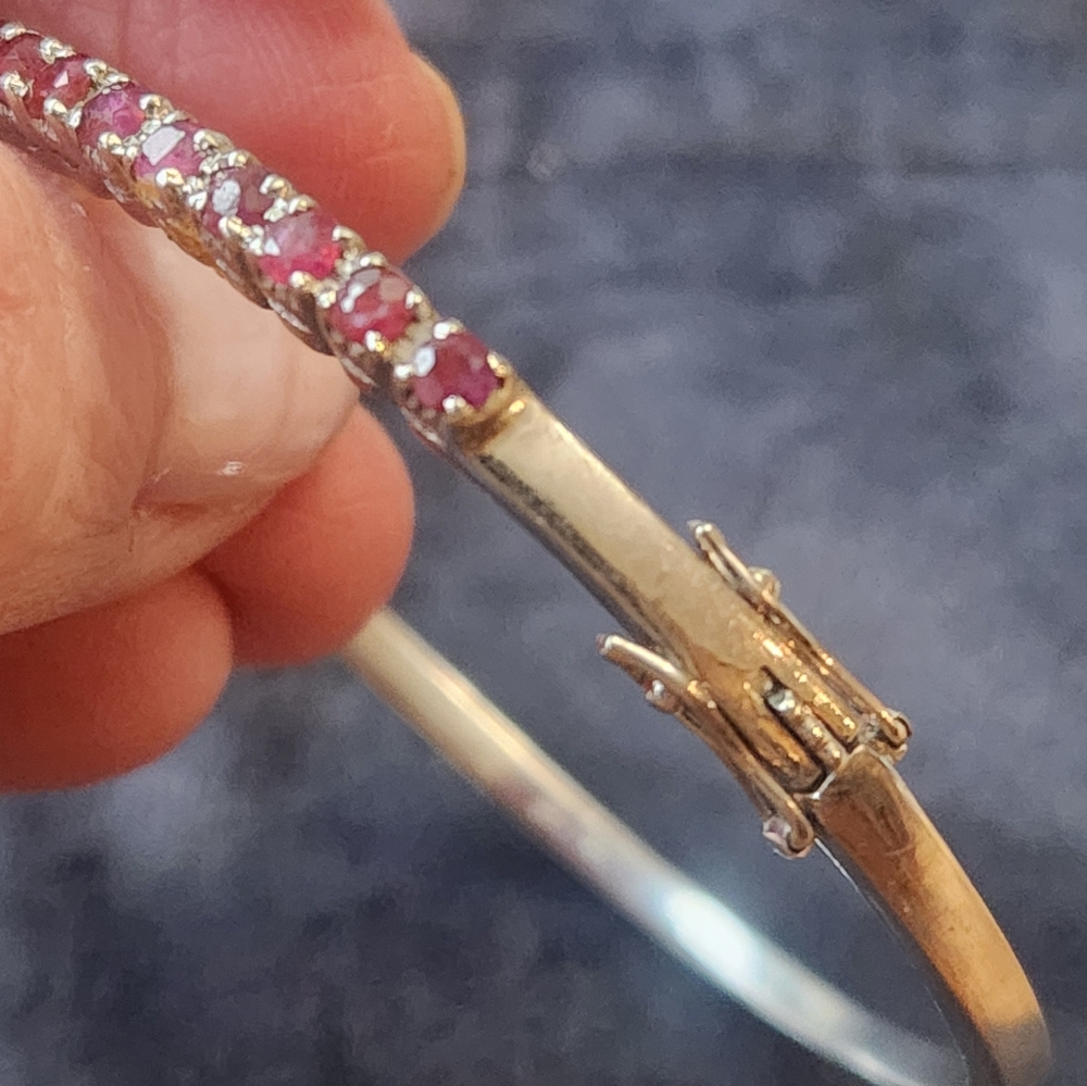 Genuine Ruby Sterling Bangle Bracelet - image 4